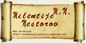 Milentije Nestorov vizit kartica